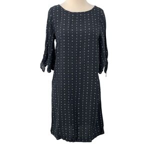 H&M Women's 3/4 Open Tie Sleeve‎ Dress Black/White Geometric Print Size 4